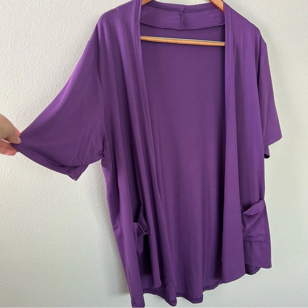 Purple Soft Cozy Open Front Cardigan - Picture 3 of 6